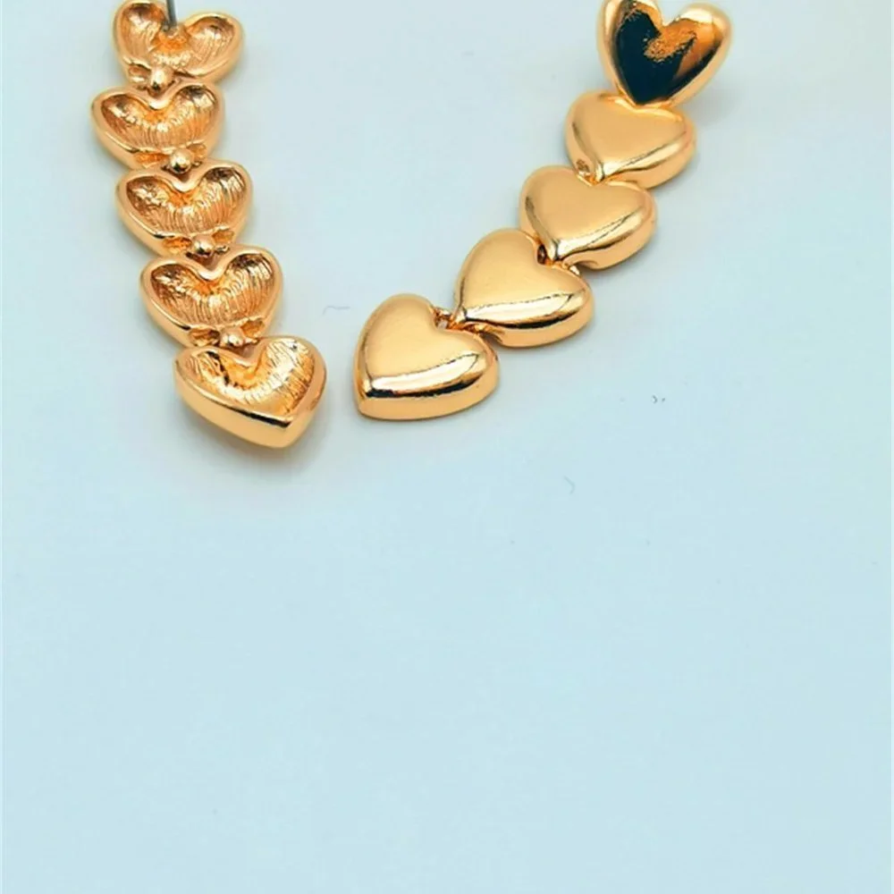 Gold 1 Pair Boho Womens Heart Shaped Geometric Assembly Earrings - Picture 2 of 2